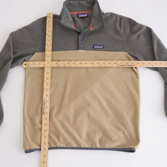Patagonia Synchilla Snap-T Fleece Pullover Two-Tone Tan Gray Gorpcore Sweater S - Picture 3 of 12
